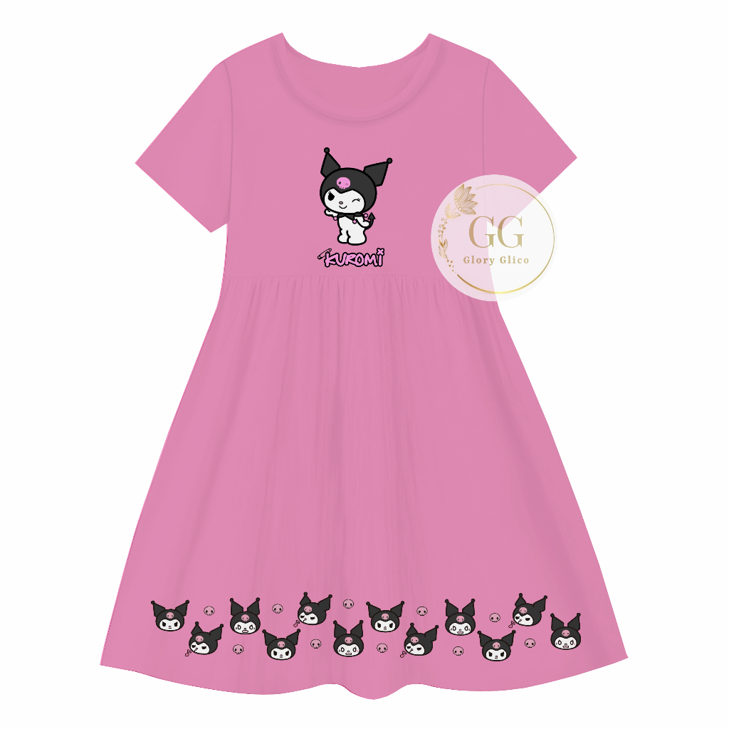 Jual GG Daster Anak kerut Motif Kuromi Pin Anak Perempuan 1 sampai 11 ...