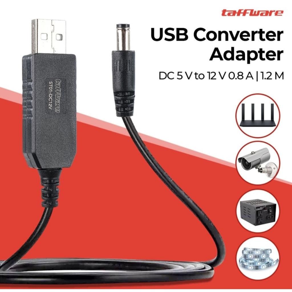 Jual USB Converter Adapter Power Boost Line DC 5V to 12V 0.8A 1.2M ...