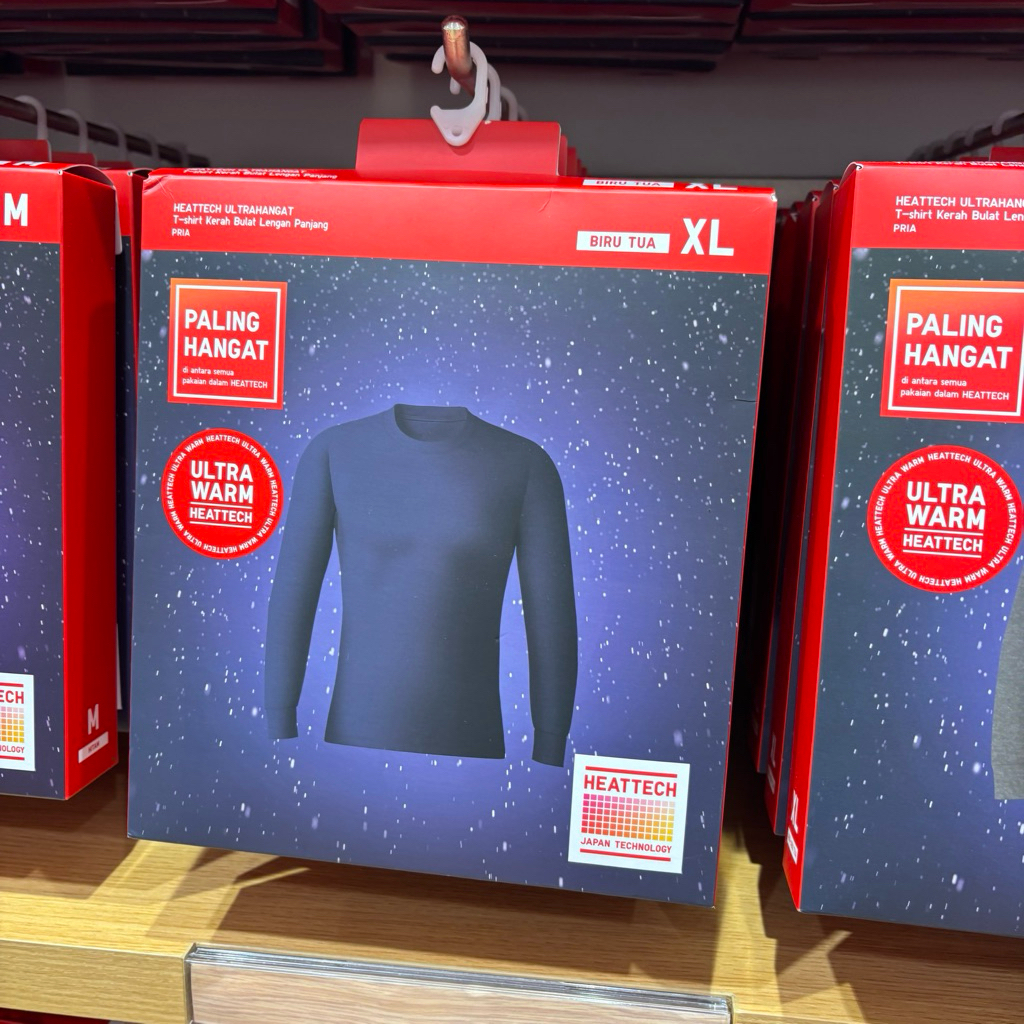 Jual heattech ultra warm ultra hangat cowok t-shirt lengan panjang kerah  bulat crew neck dan kerah tinggi high neck uniqlo cowok | Shopee Indonesia