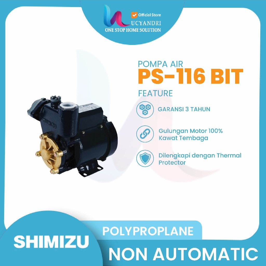 Jual Pompa Air Shimizu PS-116 BIT Pompa Air Sumur Dangkal Non Otomatis ...