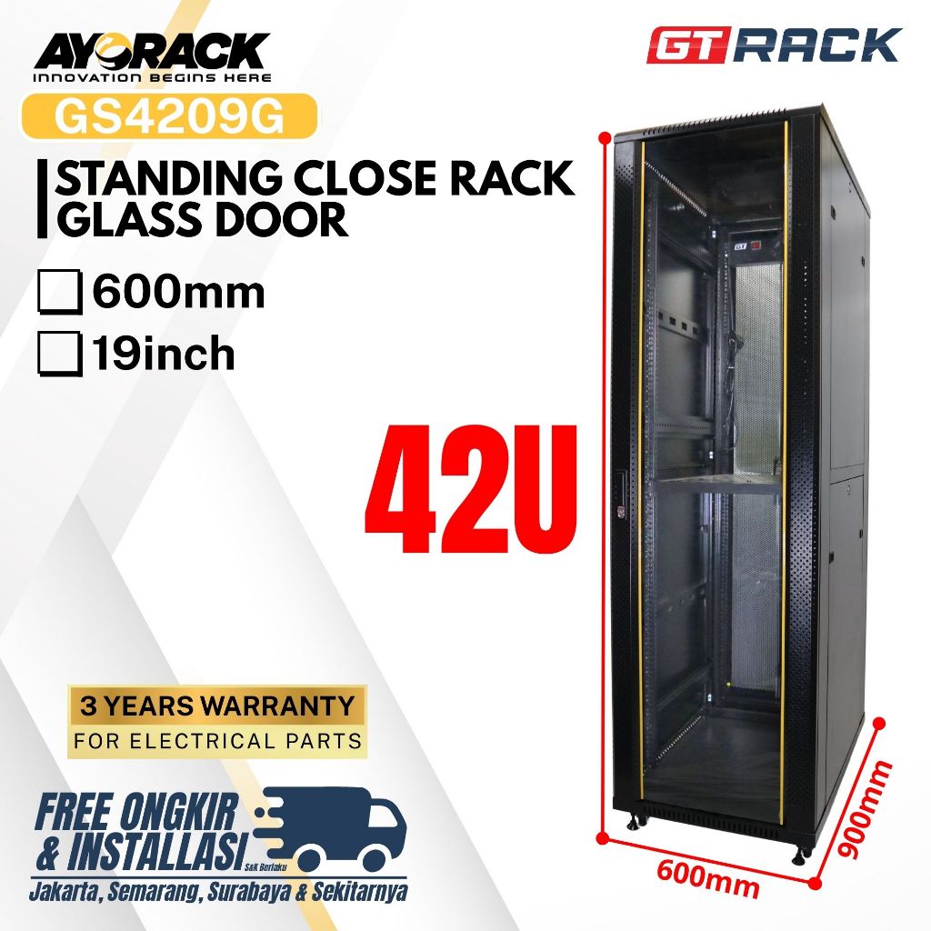 Jual STANDING CLOSE RACK 42U GT RACK GS4209G – RAK SERVER GLASS DOOR ...