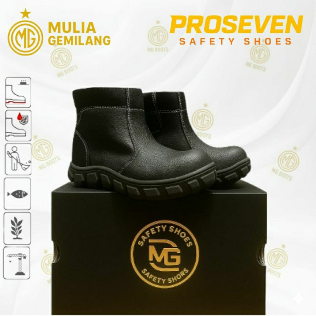 Jual Sepatu SAFETY Ujung Besi MG PROSEVEN Safety Shoes Zipper | Shopee ...