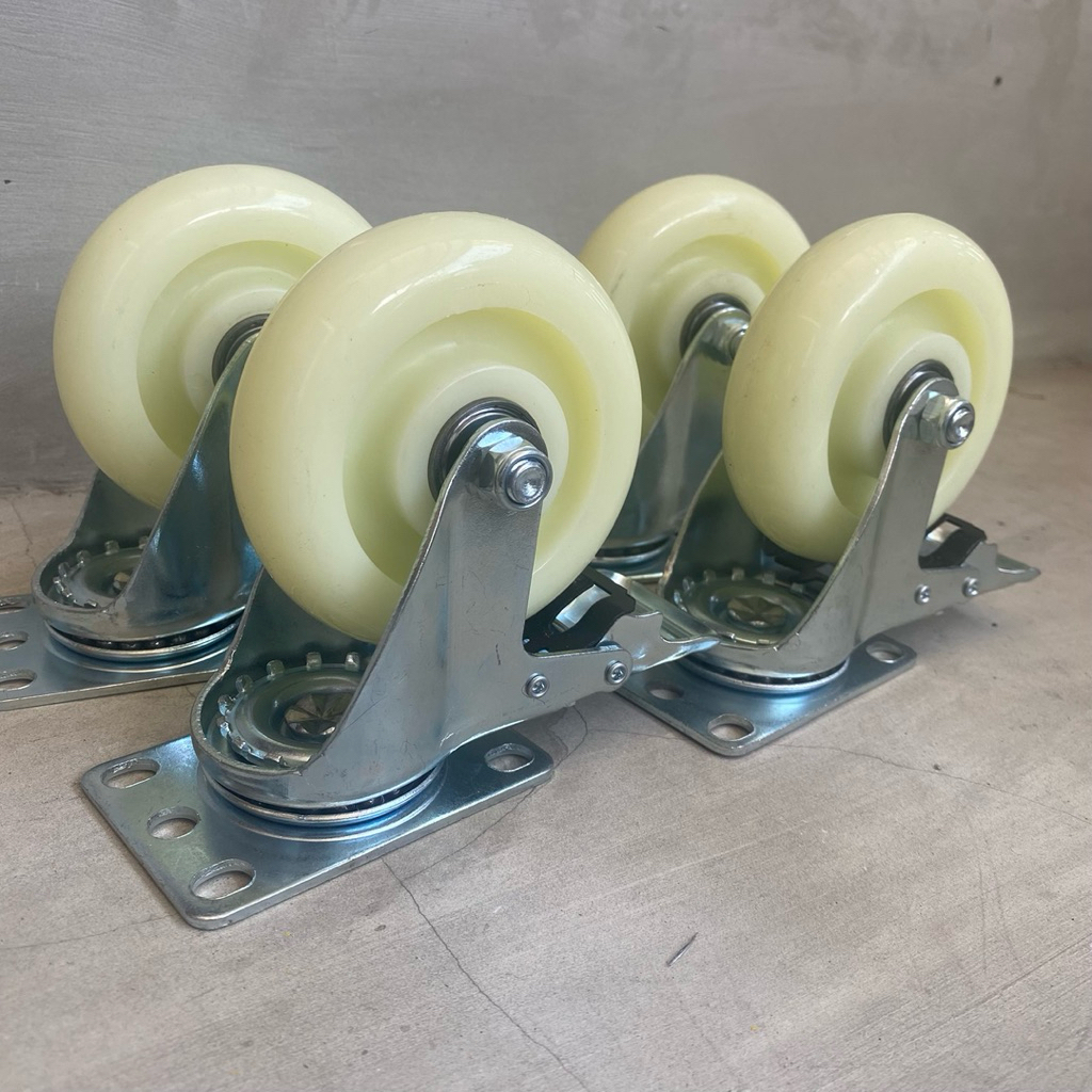 Jual RODA TROLLEY TROLI NYLON 4 INCH HIDUP + REM PER SET (4pcs ...