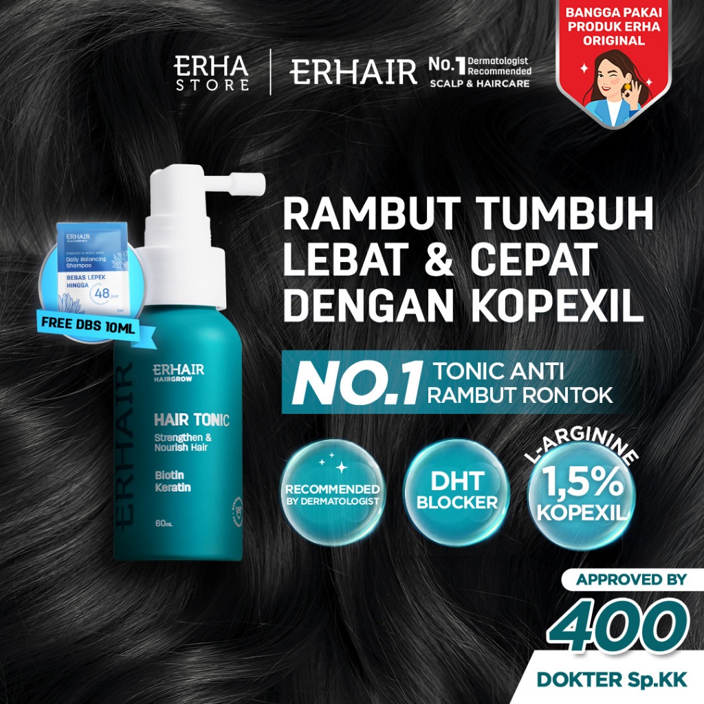 Jual [BEST SELLER TONIK RONTOK] ERHAIR HairGrow Tonic with Kopexil 60ml ...