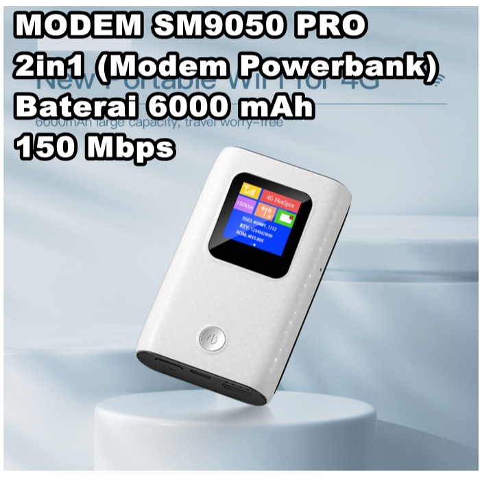 Jual Modem Wifi 4G LTE with Power Bank SM9050 PRO 6000mAh 150Mbps Modem ...