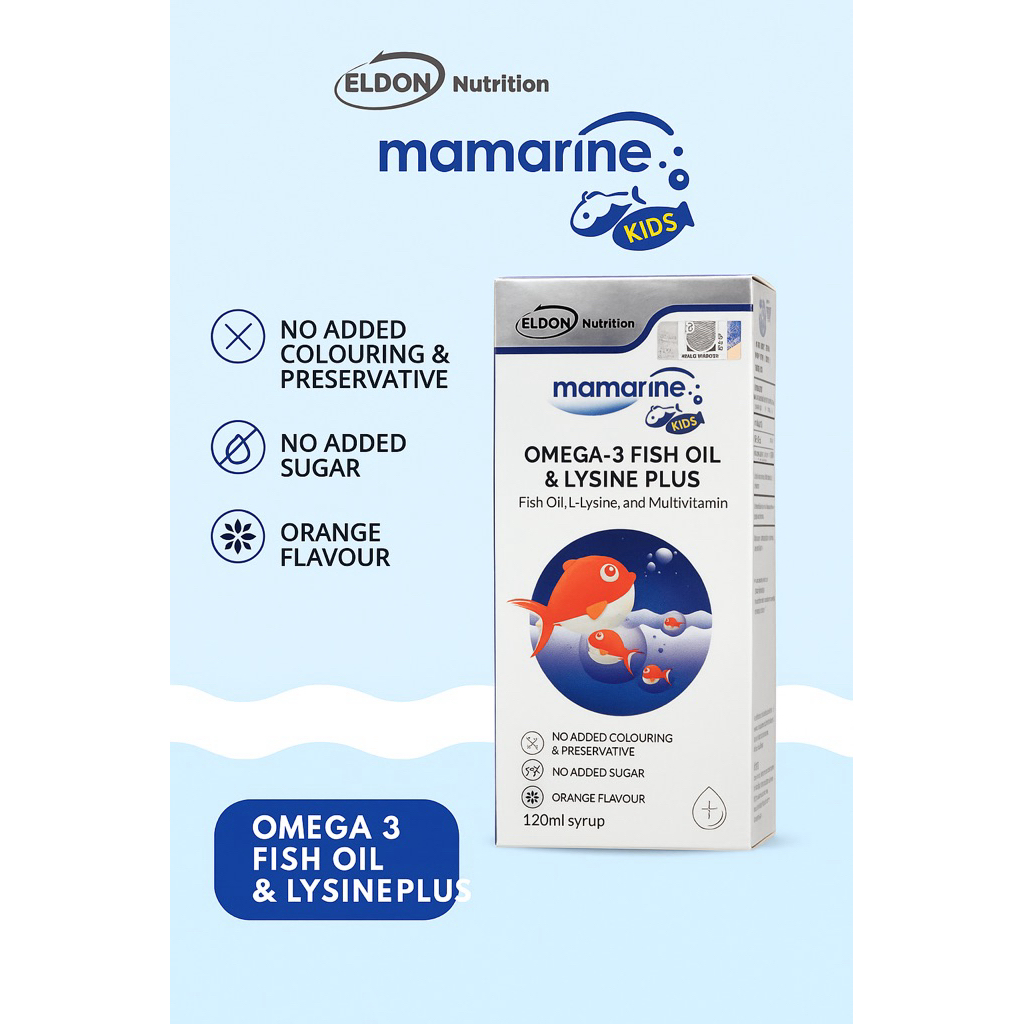 Jual MAMARINE KIDS OMEGA 3 FISH OIL & LYSINE PLUS SYRUP SIRUP 120 ML ...