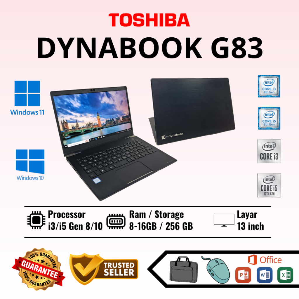 Jual Laptop Toshiba Dynabook G83 Core i3/i5 Gen 8/10 Ram 8GB-16GB