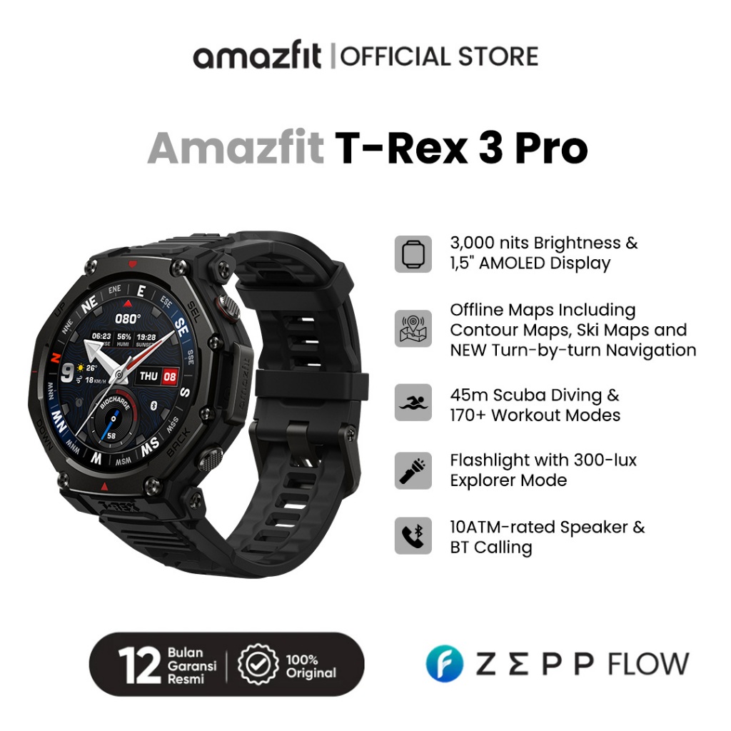 Jual Amazfit T Rex Pro 48mm Smartwatch Outdoor GPS AMOLED