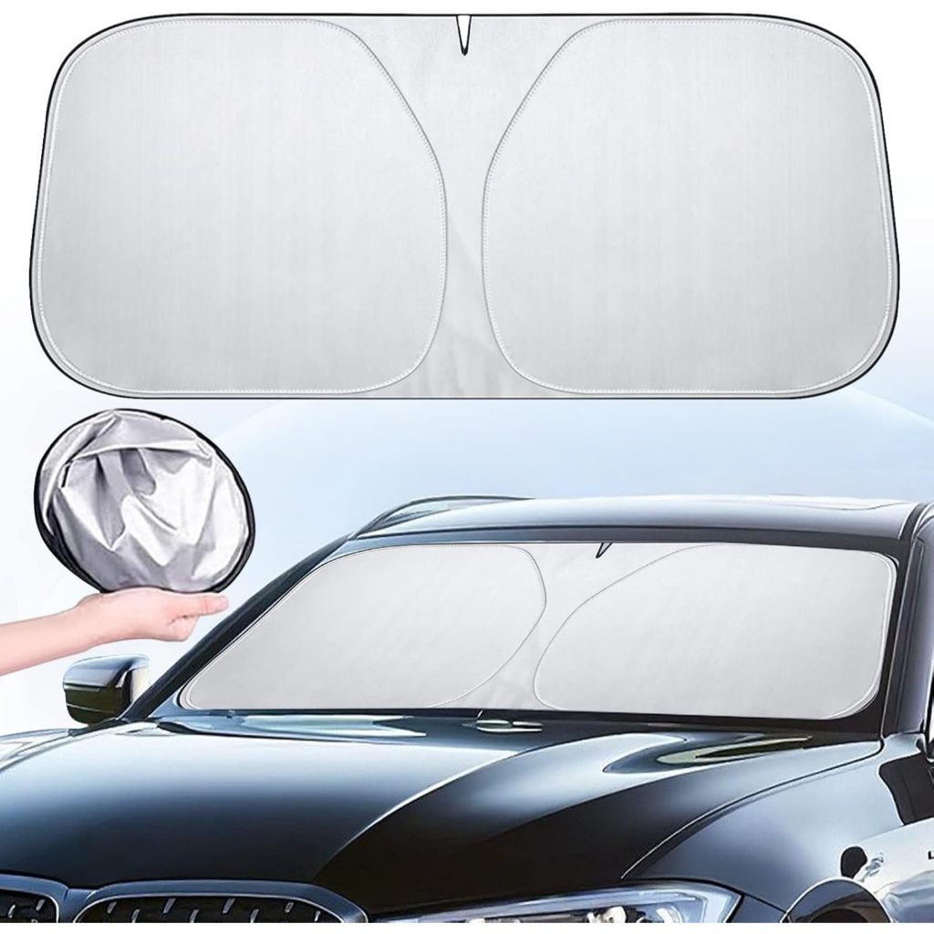 Pelindung Anti Panas Mobil Kaca Depan Silver / Penahan Panas Mobil Silver Universal 80cm x 145cm
