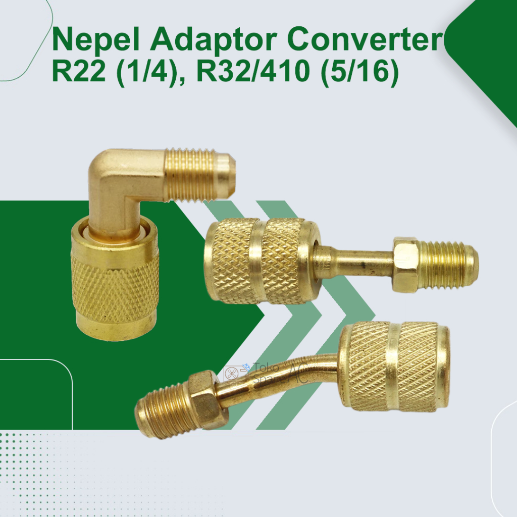 Jual Nepel Adaptor Converter Sambungan Selang Freon R410 / R32 ( 5/16 ...