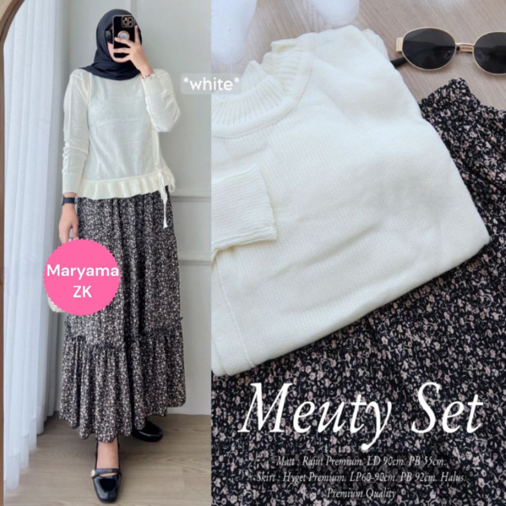 Jual MEUTY SET Setelan Rok Atasan Blouse Rajut Bawahan Rok Korean Style ...