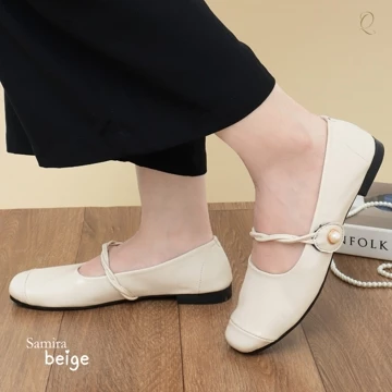 QUINCE Samira Mary Jane Flats Shoes Wanita Sepatu Hitam Balet Women Shoes