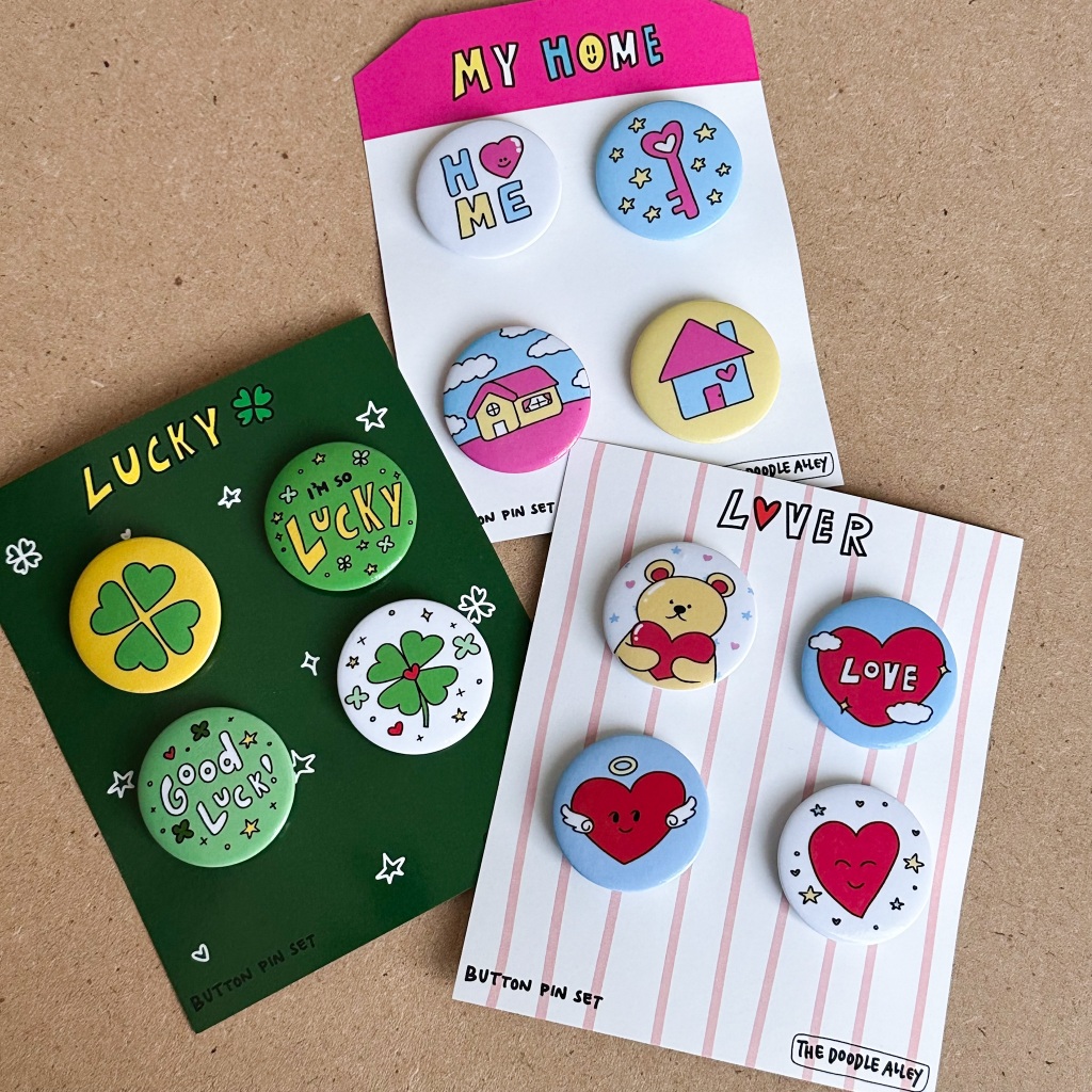 Jual THE DOODLE ALLEY Mini Button Pin SET / Bros isi 4 | Shopee Indonesia