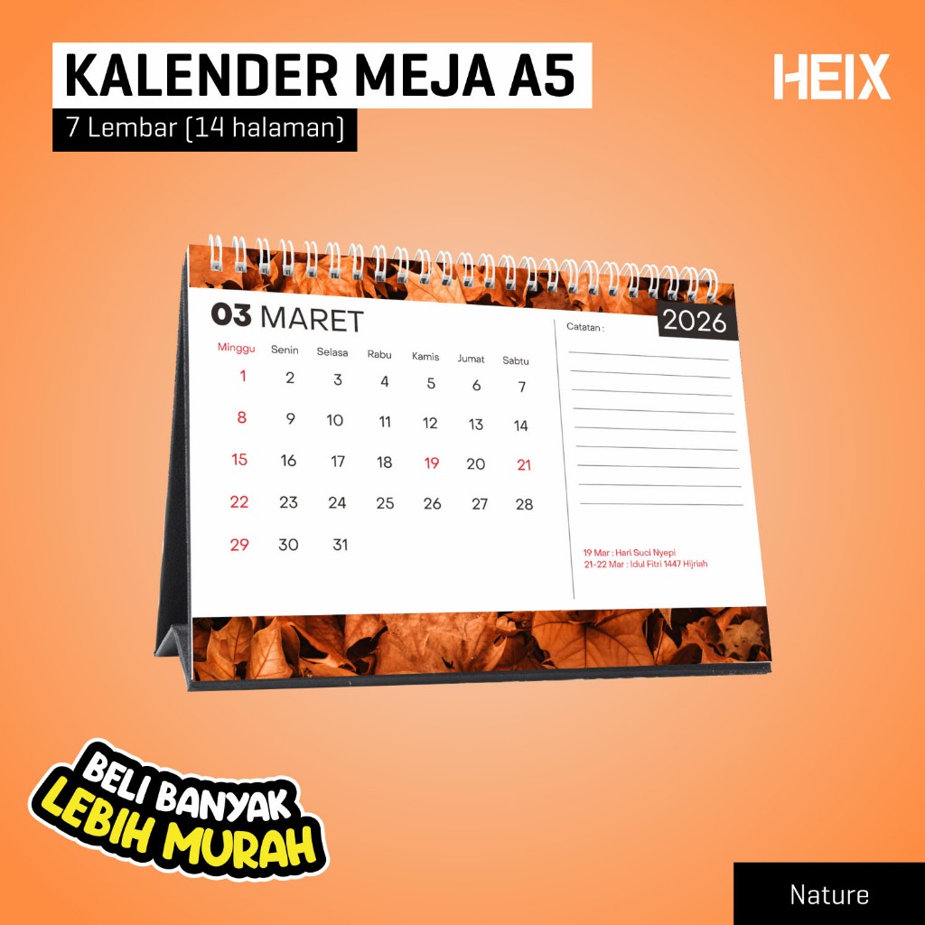 Jual Kalender Meja A5 Nature Custom Logo 7 Lbr - 14 Hal Duduk Notes ...