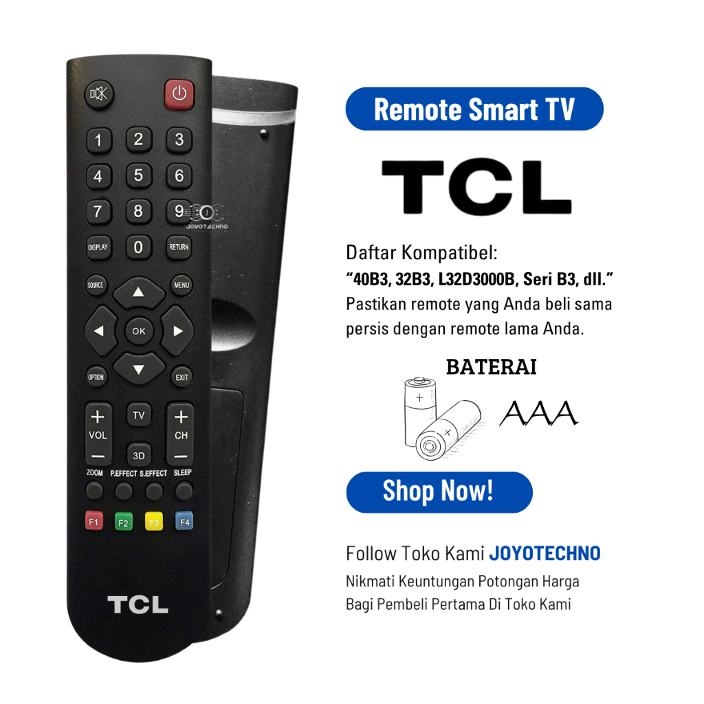 Jual Remote TV TCL 40B3 32B3 L32D3000B Seri B3 Original Digital DVB T2 ...