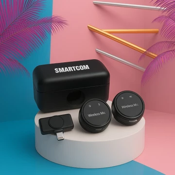 SMARTCOM S5 Wireless Clip On Mic Microphone Dual Lavalier Wireless Microphone Type C