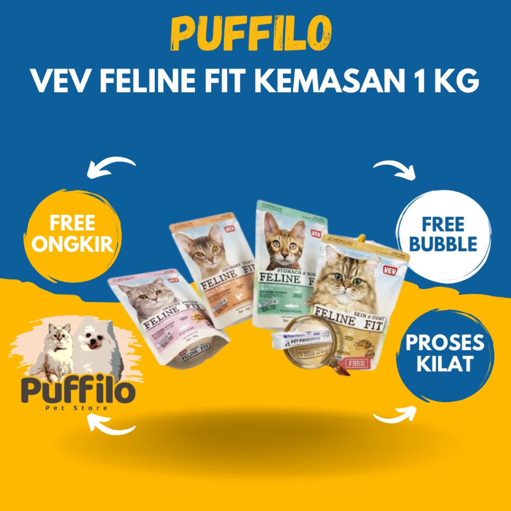 Jual (BELI 2 FREE HADIAH RANDOM) VEV Feline Fit Kemasan 1 KG Dry Cat ...