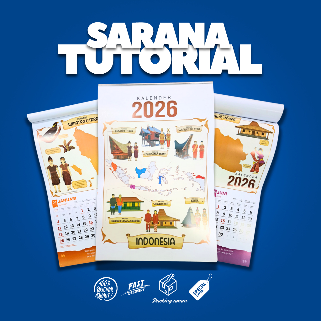Jual Sarana Tutorial - Kalender Dinding 2026 Lengkap | Shopee Indonesia