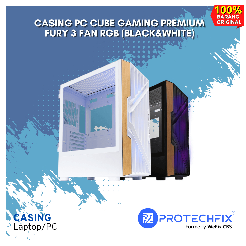Jual CASING PC CUBE GAMING PREMIUM FURY 3 FAN RGB (BLACK&WHITE ...