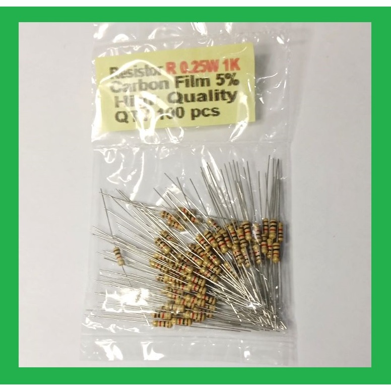 Jual QTY 100 pcs Resistor R 0.25W 1K Carbon Film 5% High Quality ...