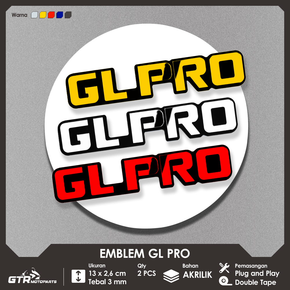 Jual GTR Emblem GL Pro 2 PCS Timbul 3D Aksesoris Motor Honda GL Pro ...
