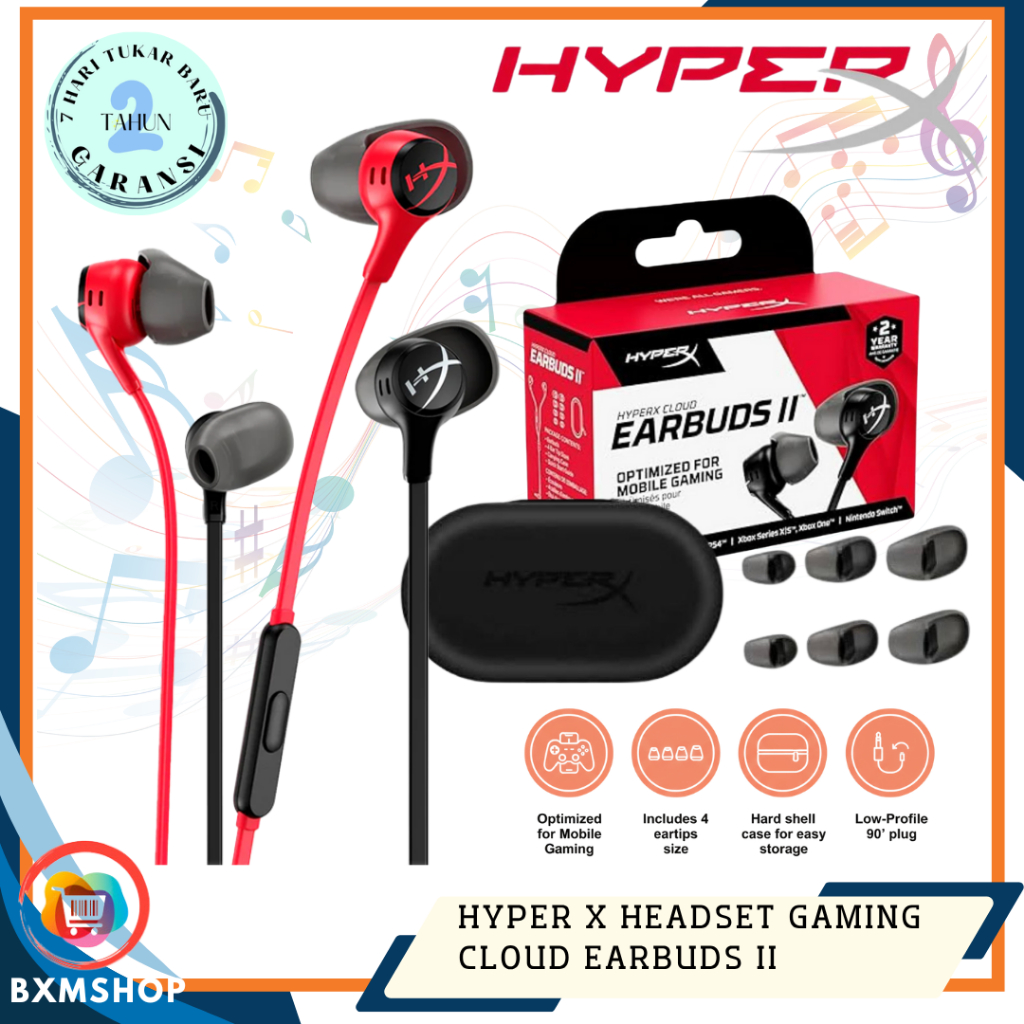 Hyperx Cloud Earbuds II Earbuds Gaming Earphone with Mic Handsfree  Gaming Bergaransi Original