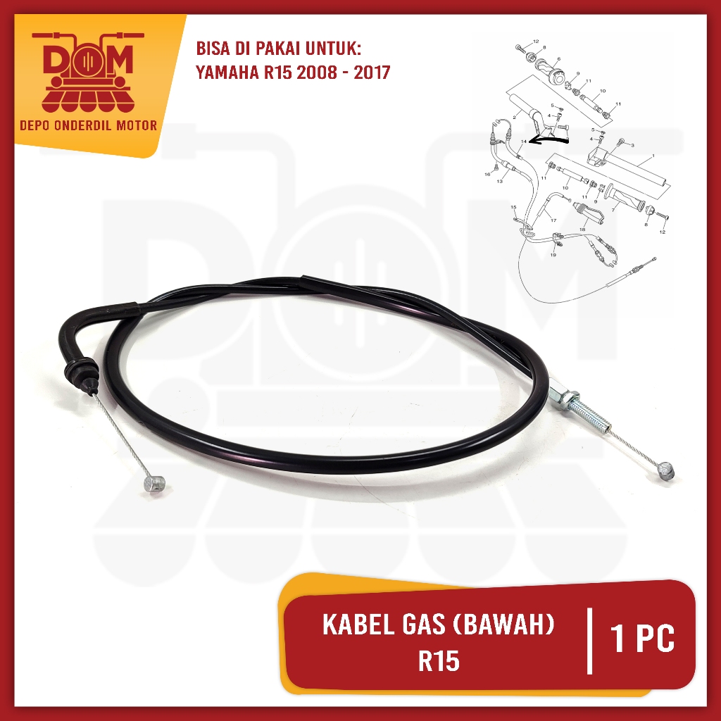 Jual Kabel Gas R15 Bawah (KNZ) Throttle Cable Cabel Seling Iner Kawat ...