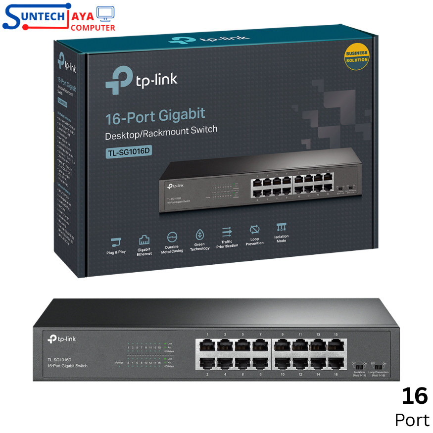 Jual TP-Link TL-SG1016D | 16 Port Gigabit |Switch HUB | Desktop ...