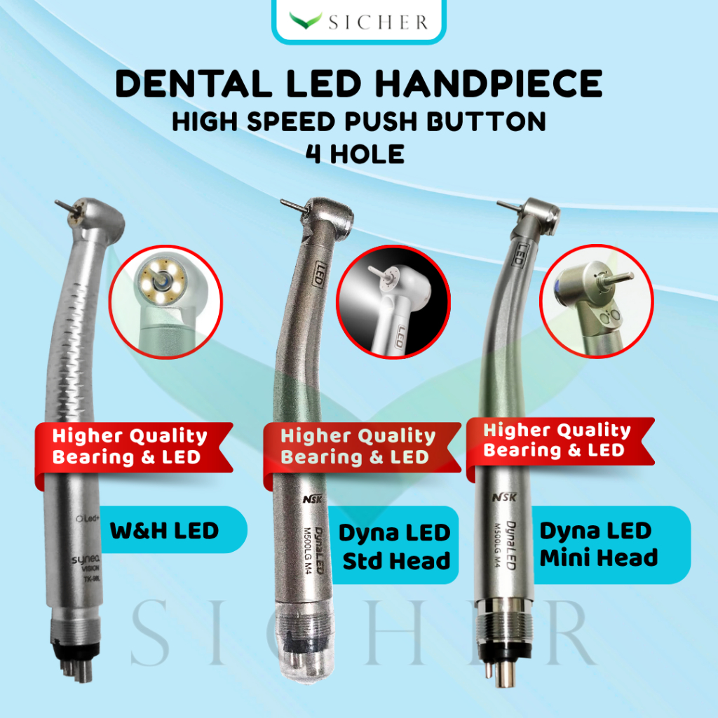 Jual Highspeed Handpiece Dental with LED Lampu 4 Holes / High Speed ...