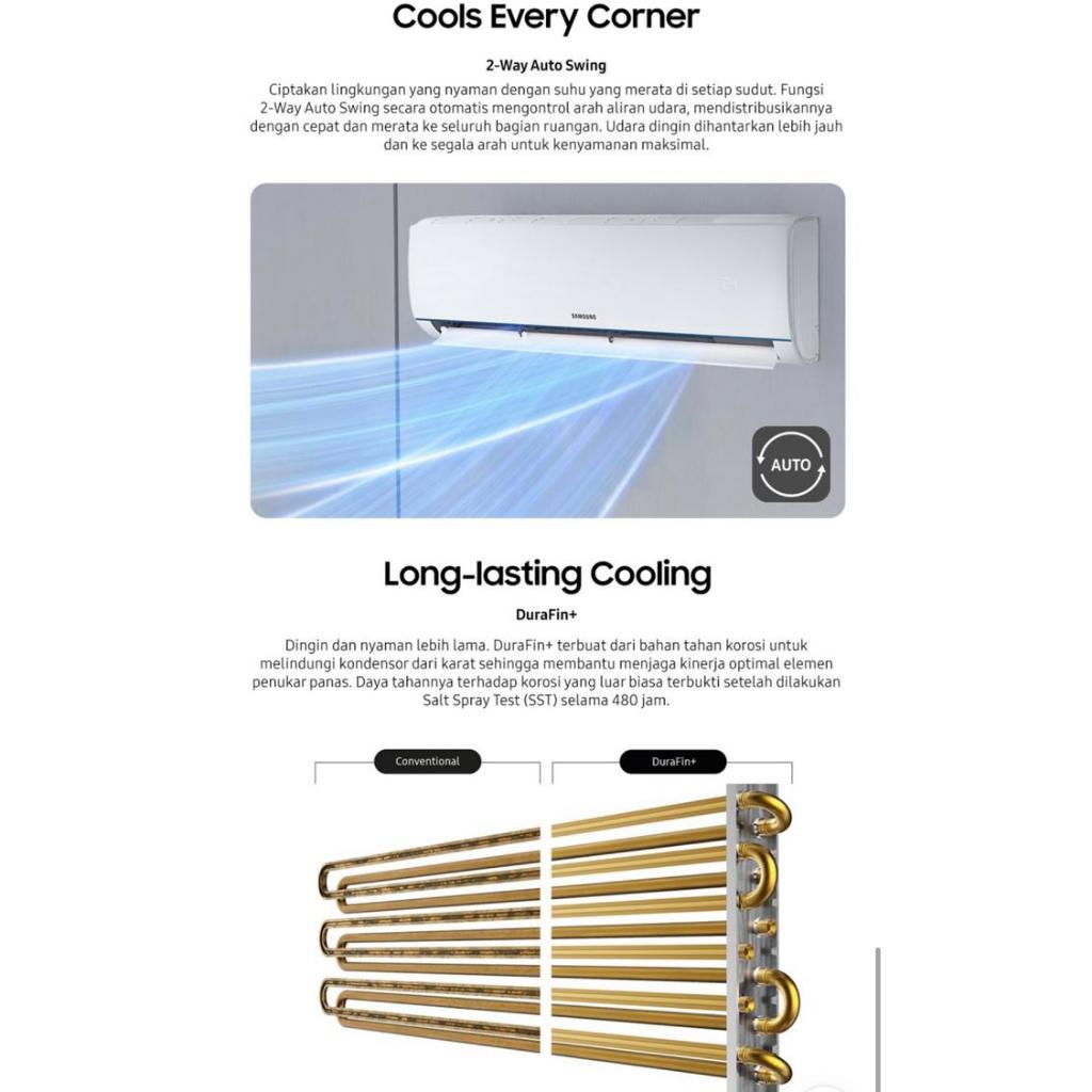 Jual AC SAMSUNG 1/2 PK R32 LOW WATT 350 WATT SAMSUNG AR05TGHQASINSE ...