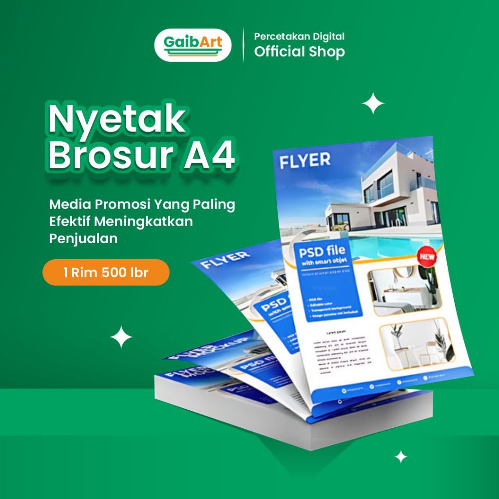 Jual GaibArt Cetak Brosur atau Flayer Art Paper FullColor A4 1 Rim 500 ...
