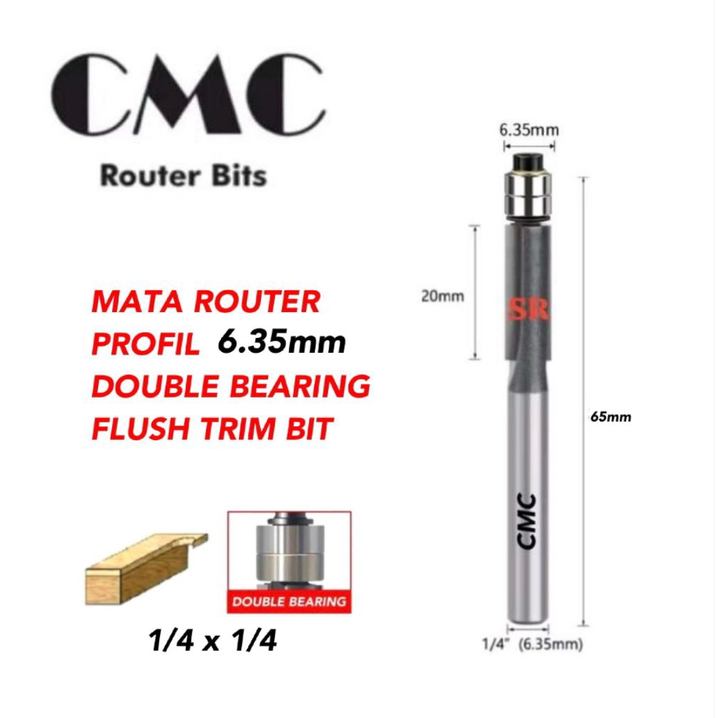 Jual Mata Profil/ Router Lurus 6 mm Roda 2/ Laminate Flush Trimming ...
