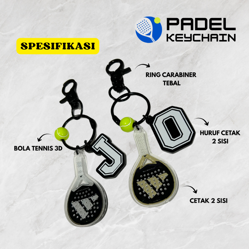 Jual Gantungan Kunci Raket Padel | Padel Keychain Acrylic Inisial ...