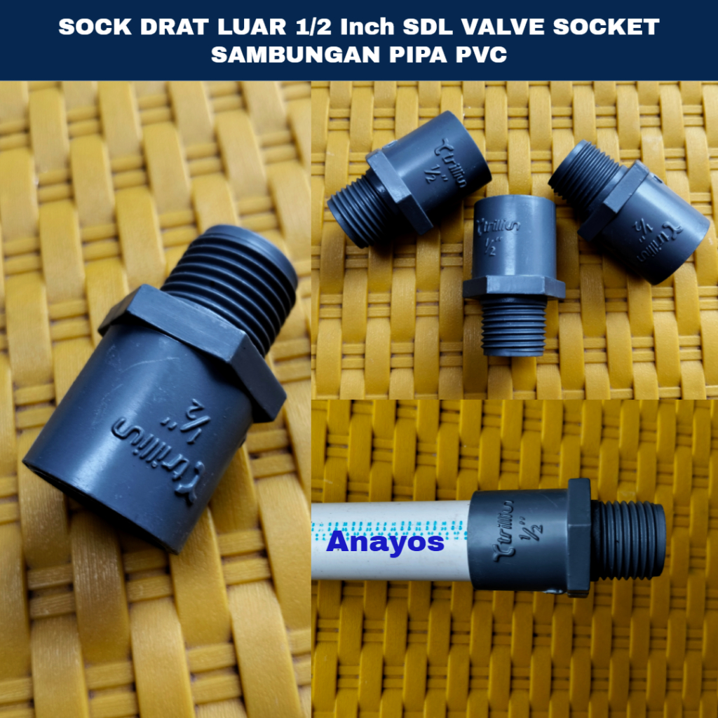 Jual Sock Drat Luar 1/2 Inch SDL Valve Socket Sambungan Pipa PVC ...
