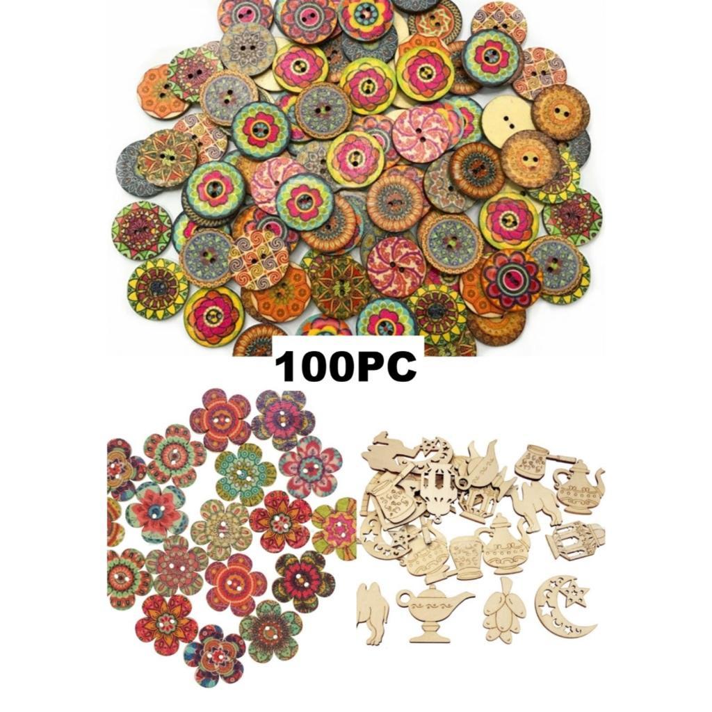 Jual Kancing Hias Kayu Motif Motif Bunga Vintage Kancing ScrapBook DIY ...