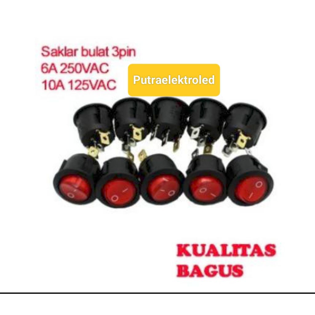 Jual Rocker Switch Saklar ON OFF 3pin Bulat Merah (+Lampu) | Shopee ...