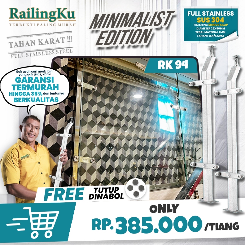 Jual Railing Tangga Stainles Kaca Minimalis Tiang Railingku RK 94 ...