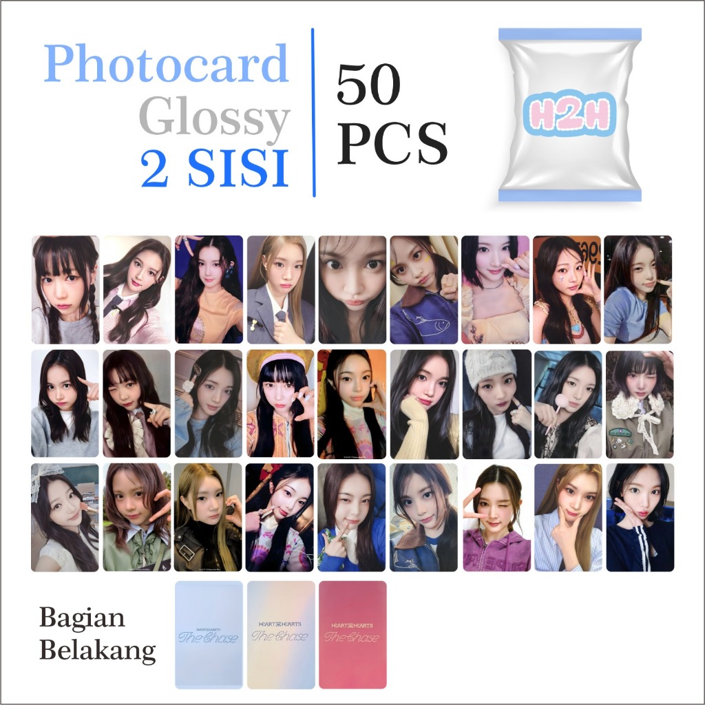 Jual Photocard 50pcs H2H Hearts2hearts 2 sisi Laminasi Glossy HD