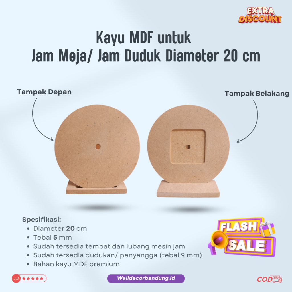 Jual Kayu MDF untuk Bahan Jam Meja atau Jam Duduk Lingkaran diameter 20 ...