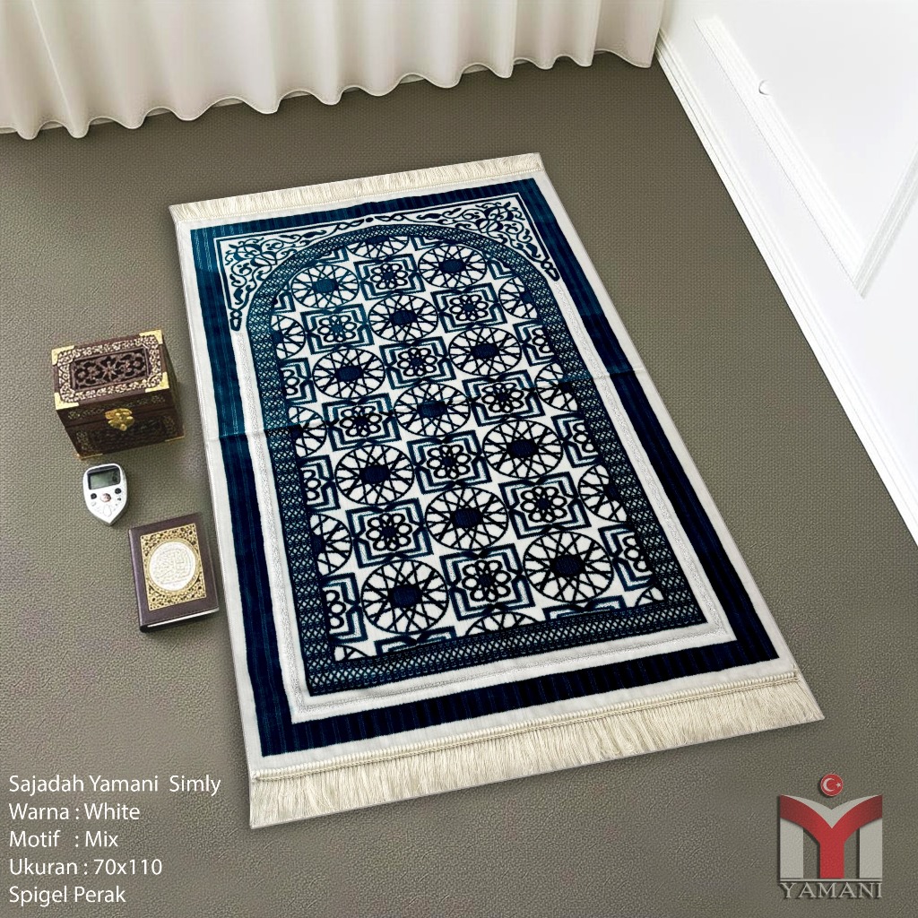 YAMANI - NEW Sajadah Dewasa White Bahan Bludru Halus Dan Lembut Ukuran 70x110 cm Perlengakapan Sholat