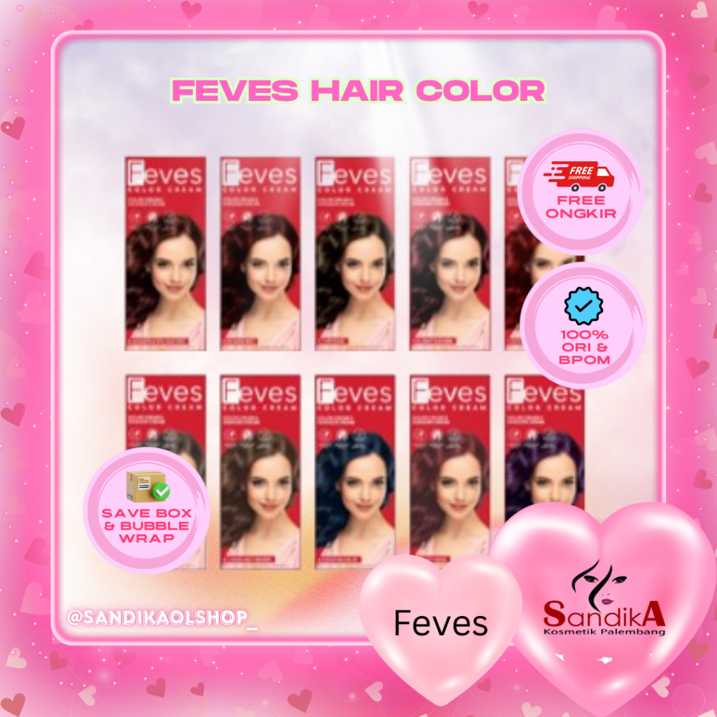 Jual FEVES Color Cream Hair Color Semir Rambut Cat Pewarna Rambut 100ml ...