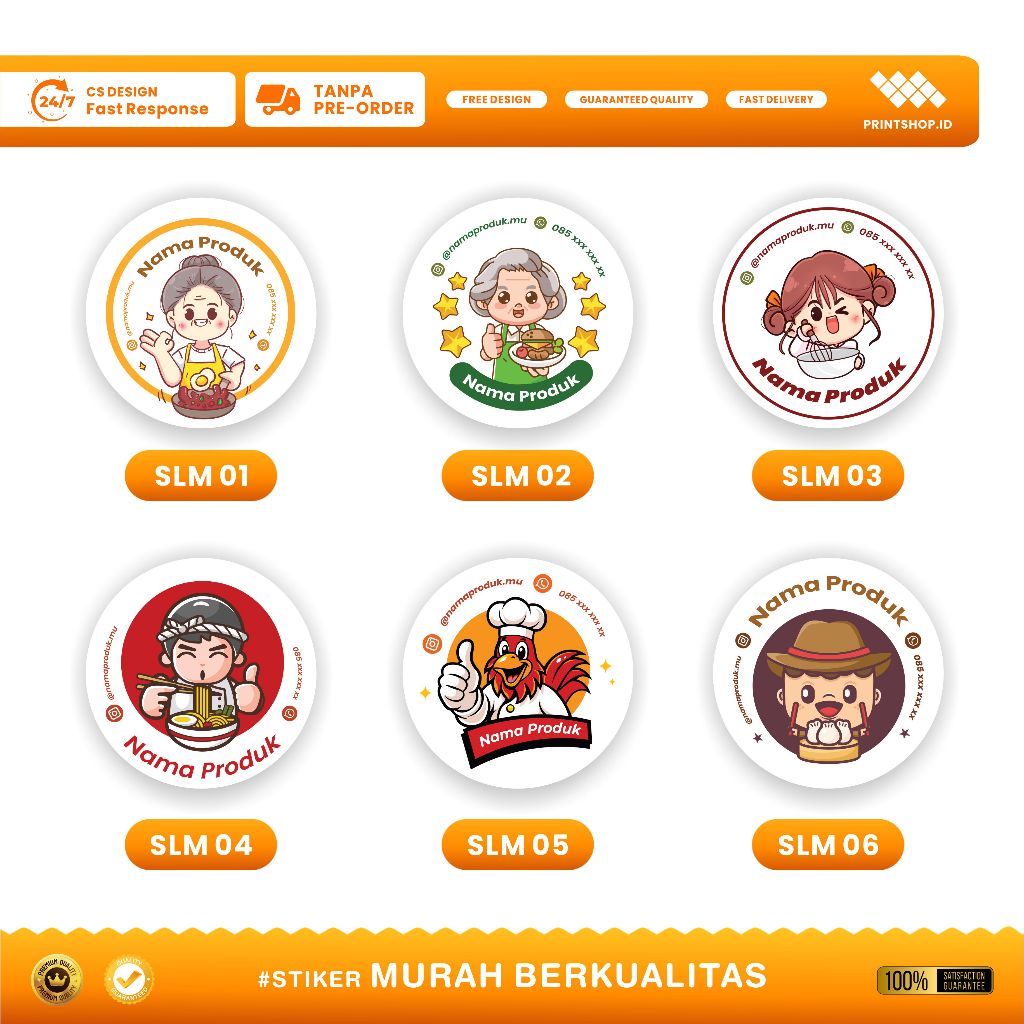 Jual SLM / 260pcs Cetak Stiker Label Makanan Minuman / Stiker Logo ...