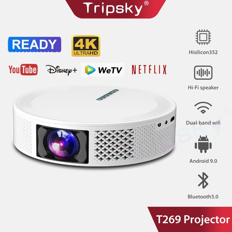 Jual Tripsky T269 proyektor Android 9 OS 8K HD 300 ANSl Smart Projector ...