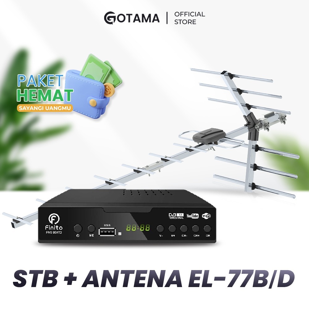 Paket Hemat STB FInito + Antena Outdoor  Elston  EL-77B/D Support Tv Tabung  Ber SNI Bergaransi 1 Tahun