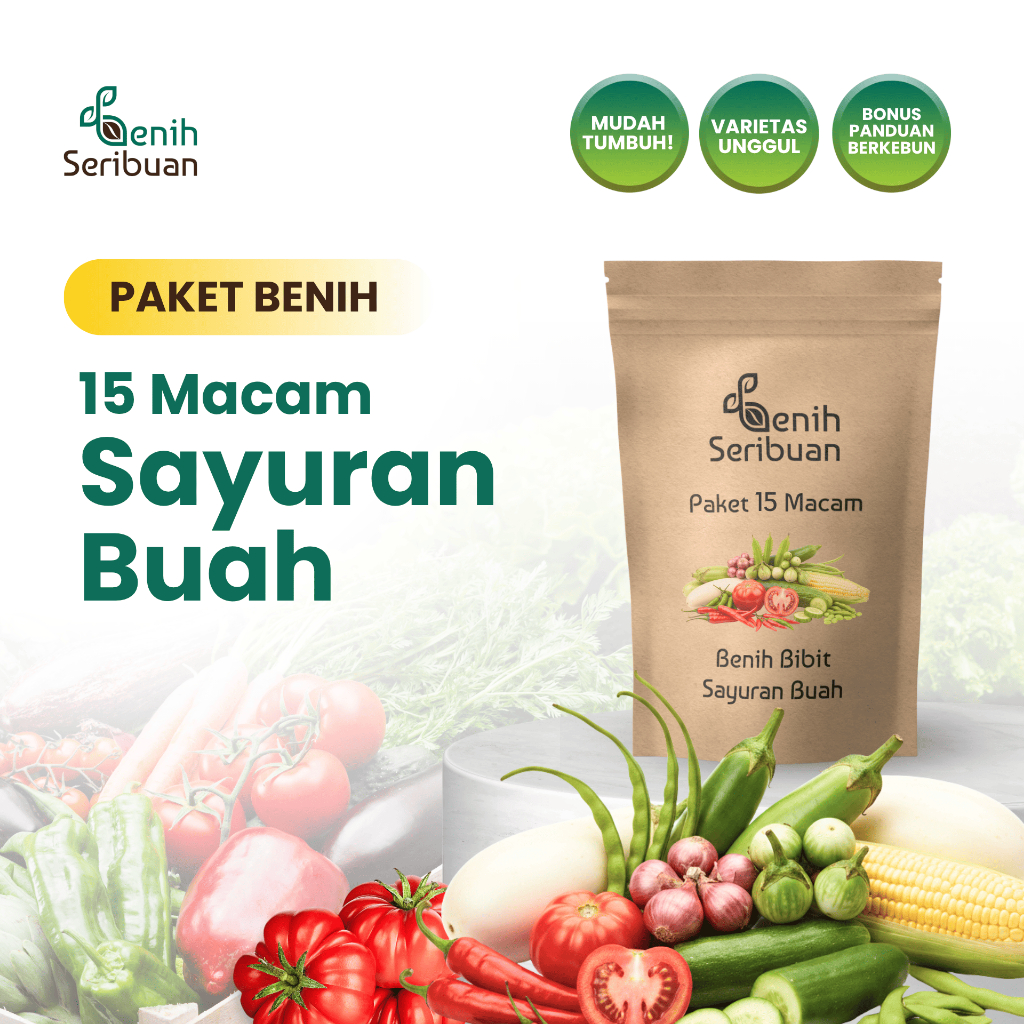 Benih Seribuan - Paket 15 Macam Benih Sayuran Panen Buah Hibrida