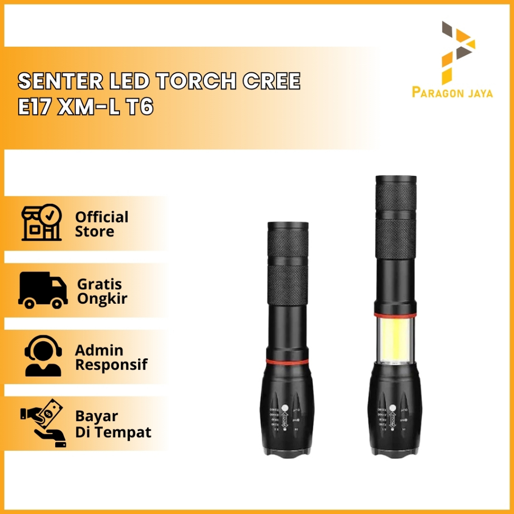 Jual Senter LED Torch CREE E17 XM-L T6 + COB Magnet FLashLight | Shopee ...