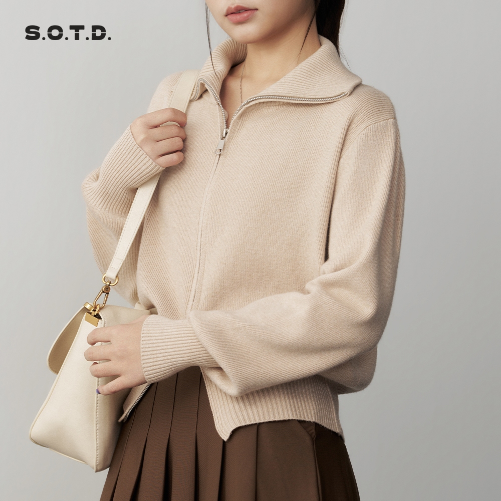 S.O.T.D.Lazy style|Sweater Rajut Wanita Kerah |Baju Atasan Wanita Terbaru |Premium Casual | Two-Way Zip