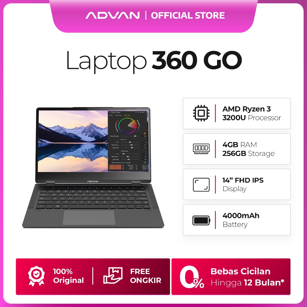 Jual [FREE STYLUS PEN] ADVAN Laptop 2 In 1 360 GO | Touchscreen | 14 ...