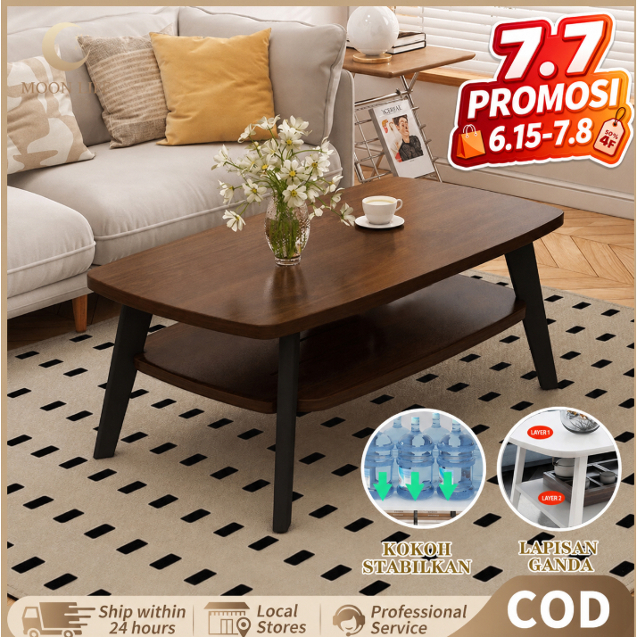 COD Meja Tamu Kayu 2 Tingkat Coffee Table Meja Kamar Minimalis Tea Table Meja Kopi Kayu Meja Tengah Rumah Meja Multifungsi