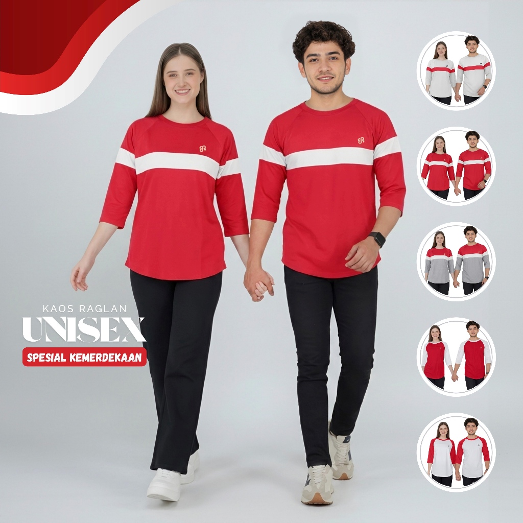 Jual Indonesia Raglan Kaos Wanita Pria Unisex Lengan 3/4 Oversize ...